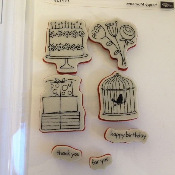 Stampin' Up! Happy Moments Rubber Stamp Set of 7 Tags Retired Sale-A-Bration - Picture 8 of 9